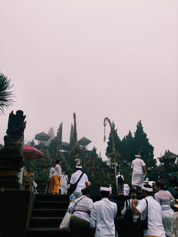 Morning temple visit documented at Pura Penataran Agung Lempuyang