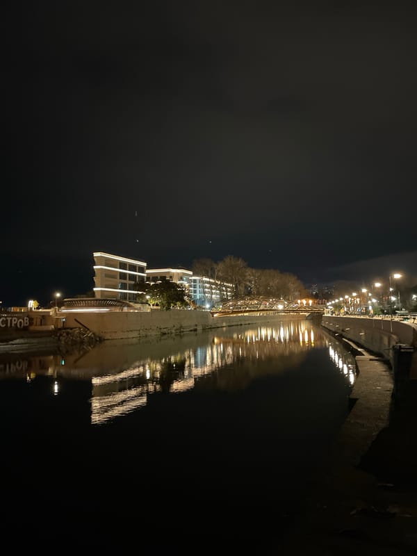 Nighttime river embankment scenes documented across Sochi districts