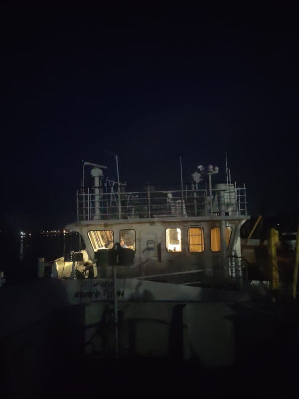 Illuminated vessel spotted at night in Bol'shie Mkhi, Russia