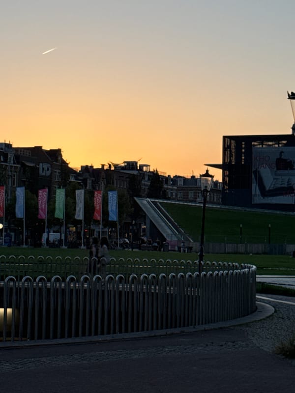 Golden hour evening around Amsterdam's Museumplein