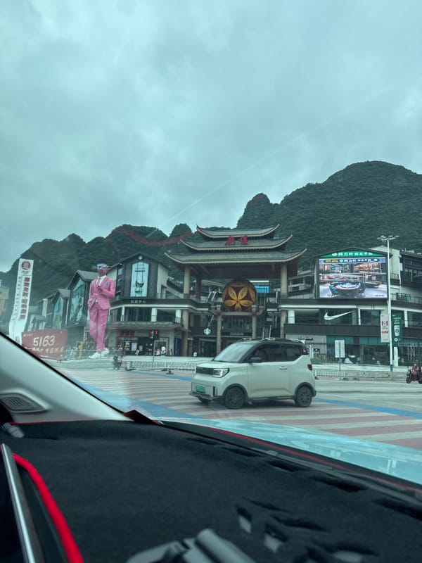 Early morning street scenes captured in mountainous Guilin, China