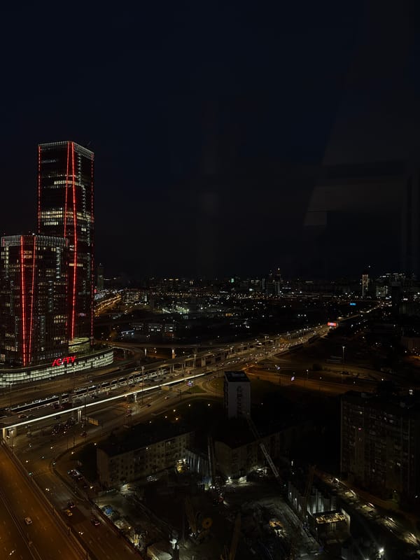 Evening cityscape views documented across Khimki, Russia