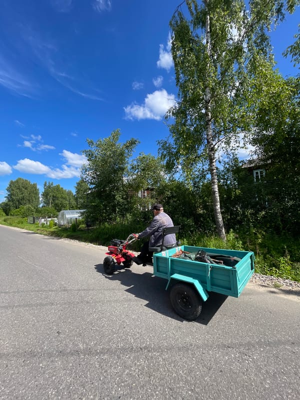 Everyday life in Zarechny, Russia on a summer morning
