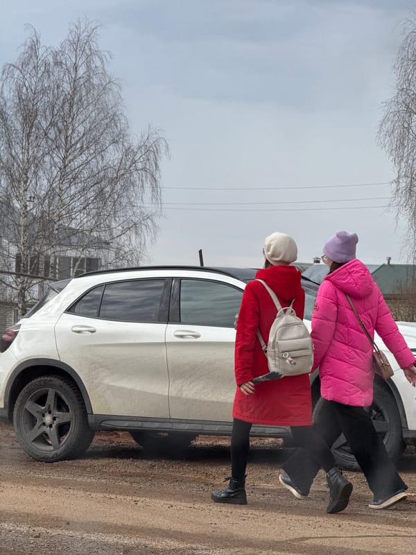 Winter morning scenes documented in rural Прикамский, Russia