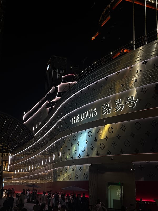 Luxury shopping activity documented in Shanghai's Jing'an District