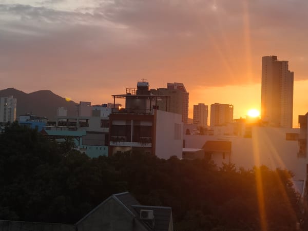 Nha Trang skyline at golden hour, multiple perspectives