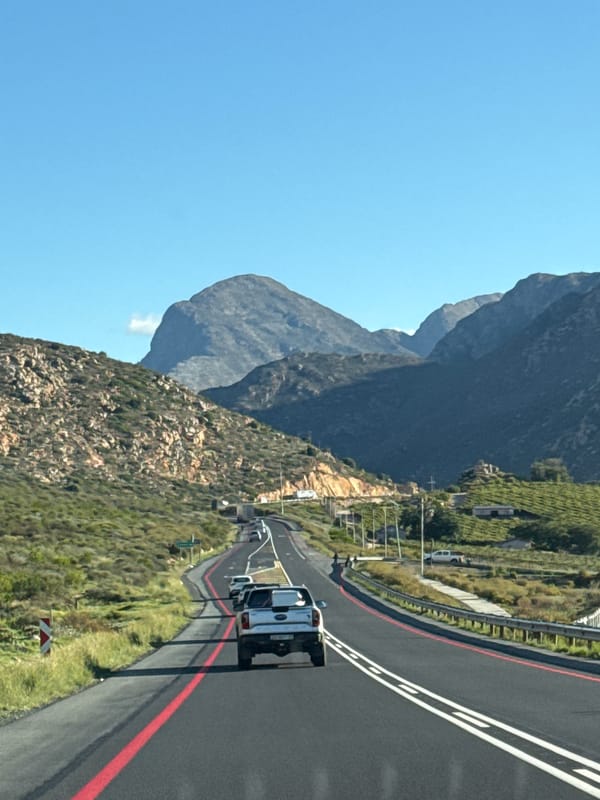 Clear mountain vista observed along Breede Valley highway