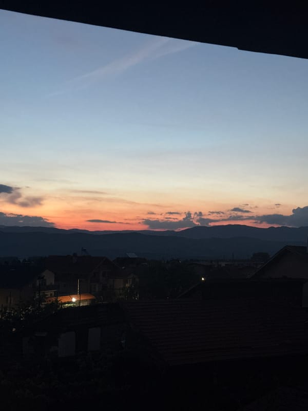 Twilight colors captured over Bansko Bulgaria mountain resort