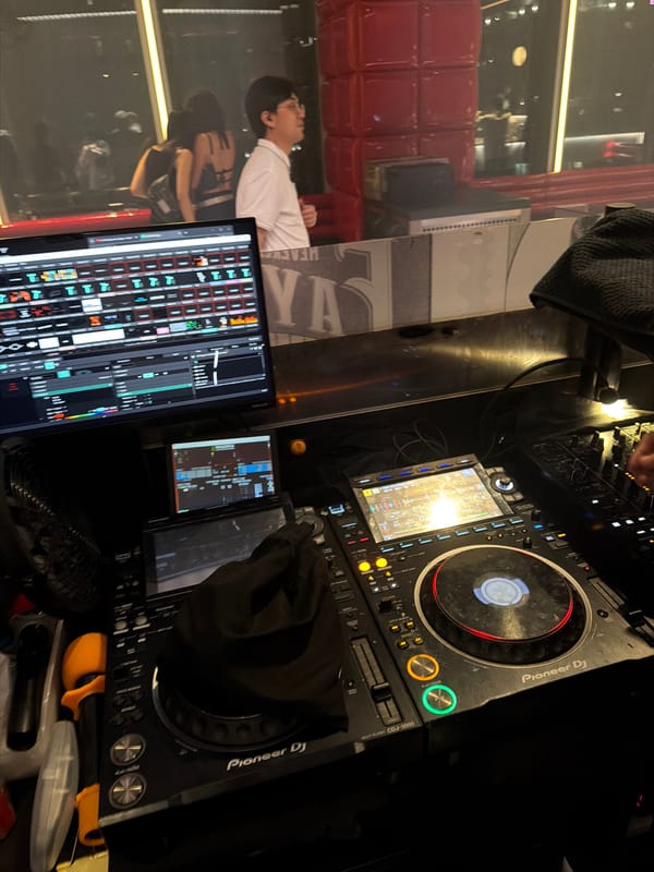 Hong Kong nightclub scene captured during evening hours
