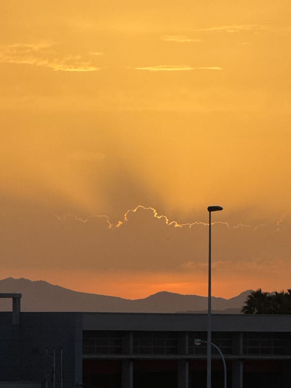 Torrevieja sunset backdrop to an outdoor football screening