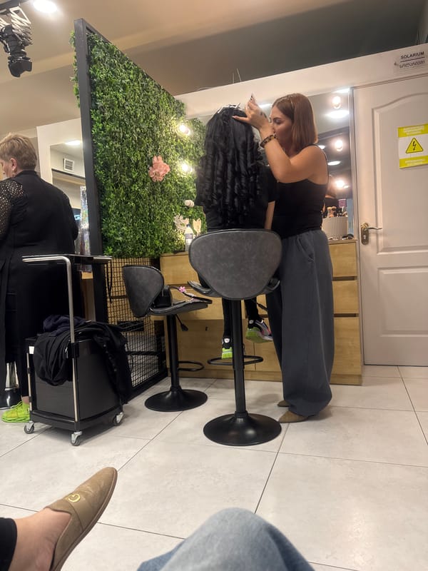 Hair salon activity documented in Tbilisi, Georgia