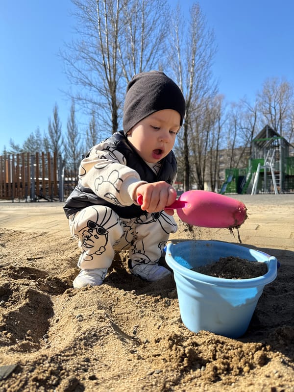 Family playground visit captured in Zhukovo, Russia morning