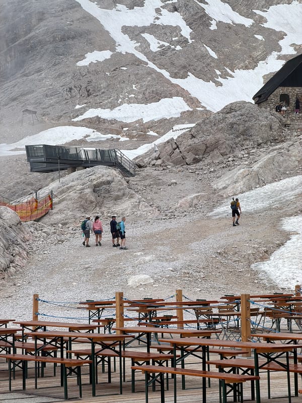 Zugspitze summit and surroundings in late June