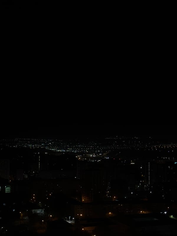 Nighttime cityscape views captured in Krasnoyarsk, Russia