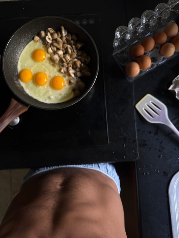 Lazy Sunday breakfast cooking in Kuta Selatan, dog included