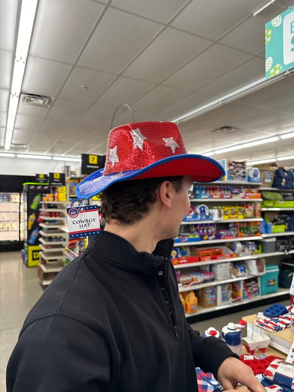 Newport shoppers spotted: patriotic hat browsing, vintage Jeep parking