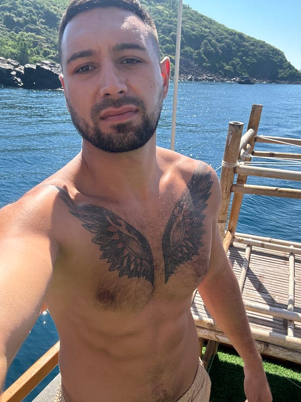Boat day off a rocky island in Nha Trang's blue waters