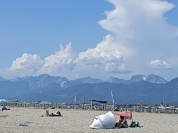 Busy afternoon on Viareggio's Tuscan beach