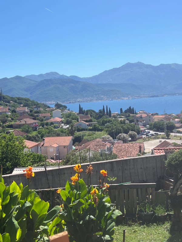 Morning views document scenic Baošići coastal town in Montenegro