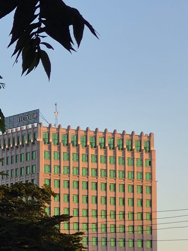 Construction activity and hospital building documented in Dar es Salaam