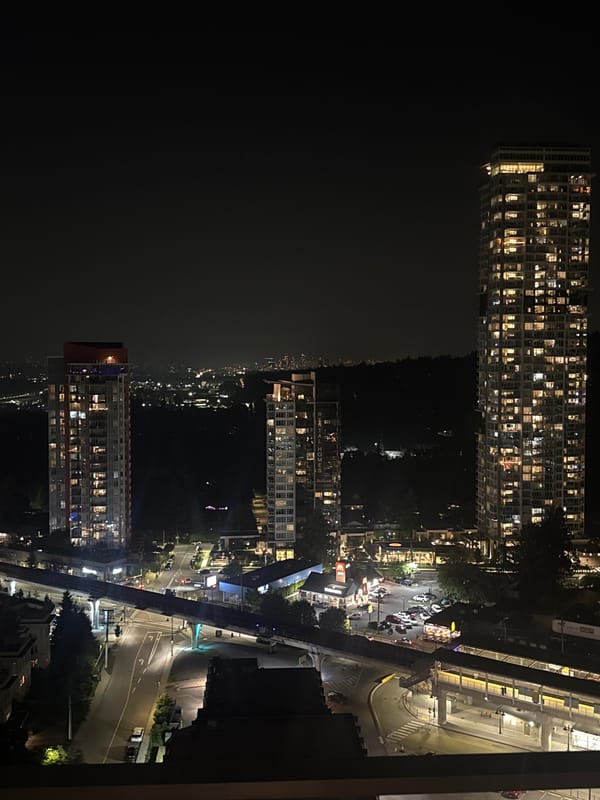 Coquitlam at night from above, near the Evergreen Line