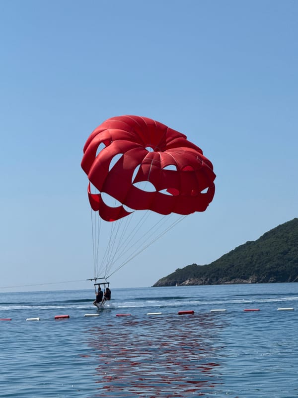 Summer beach activities documented on Montenegro's Adriatic coast