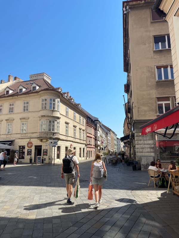 Sunday morning in Bratislava's Old Town, streets and landmarks.