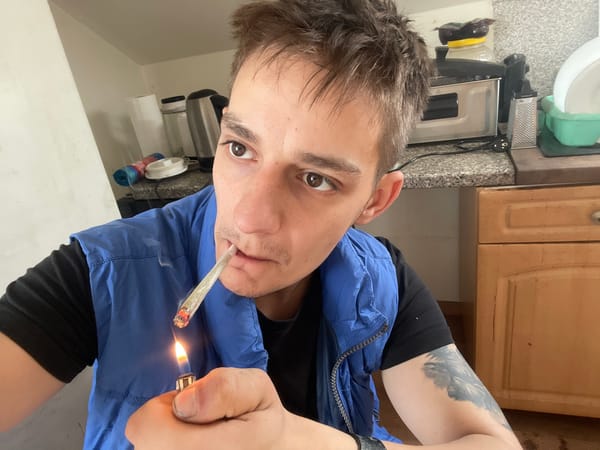 Young man documented smoking cannabis in kitchen over hour
