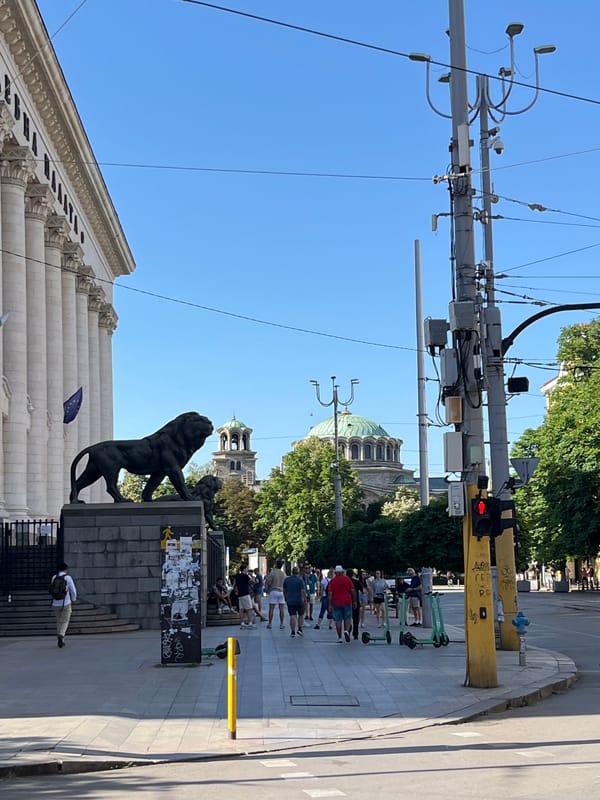 An hour of Sofia: lions, cafes, and a ringing bell tower