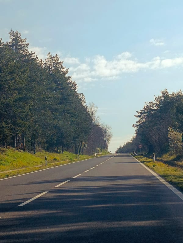 Morning road scene captured in rural Bulgarian village