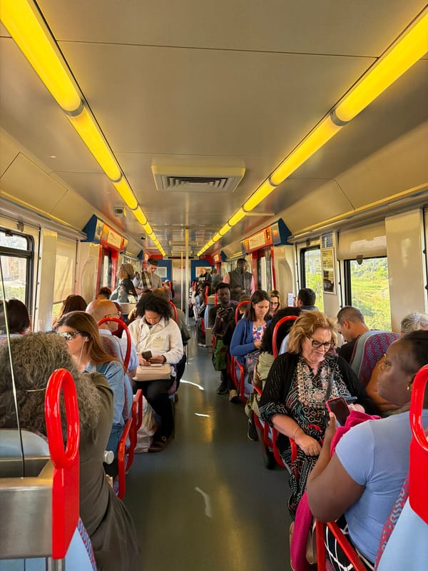 Routine commuter moments captured on Lisbon metro train