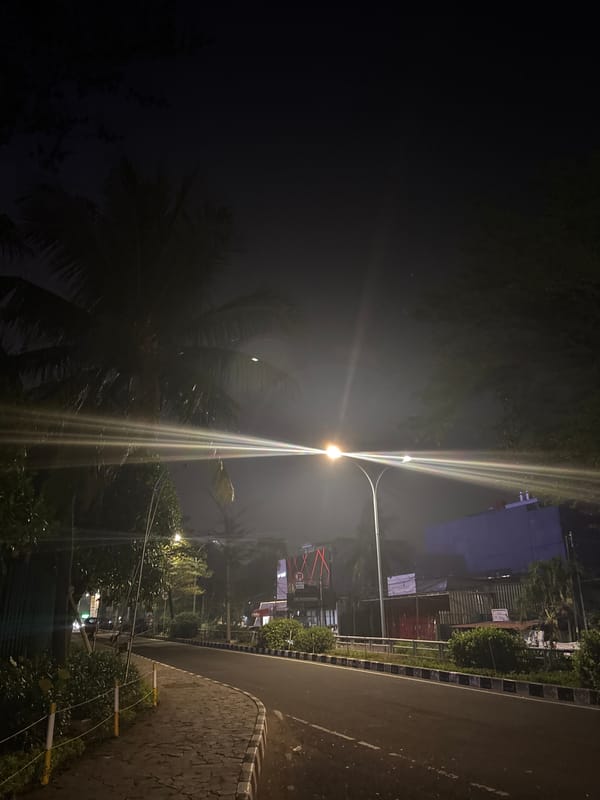 Evening stroll through illuminated North Jakarta streets and walkways