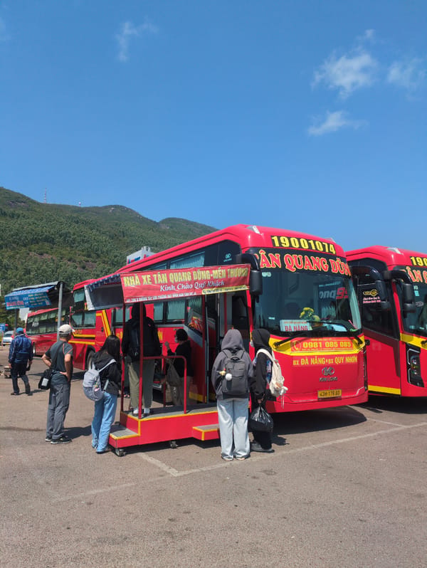 Intercity buses parked at Quy Nhon bus station