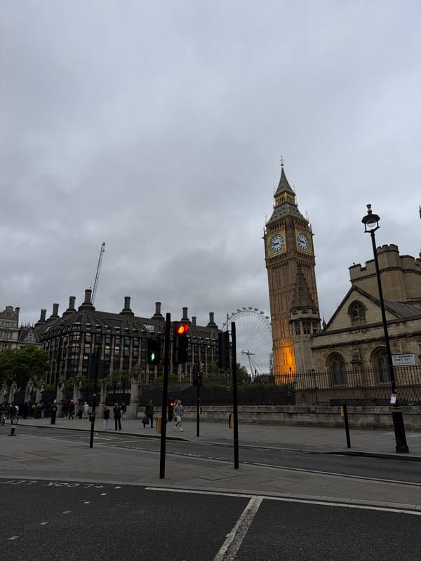 Evening scenes captured across Westminster and Trafalgar Square landmarks
