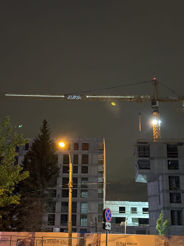 Nighttime scenes documented across Saint Petersburg construction and streets