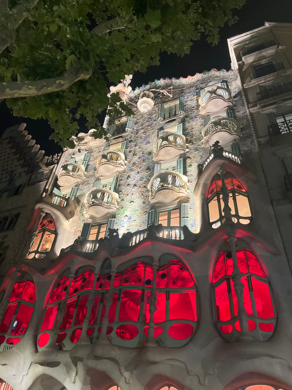 Casa Batlló lights up Passeig de Gràcia on a June night