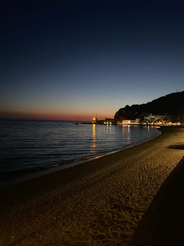 Twilight observed along Montenegro's Petrovac coastline