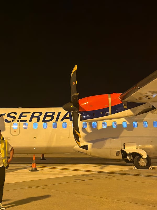Evening flight operations documented at Podgorica Airport, Montenegro