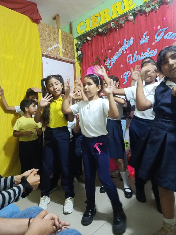 Children attend family peace event in Juan Griego, Venezuela