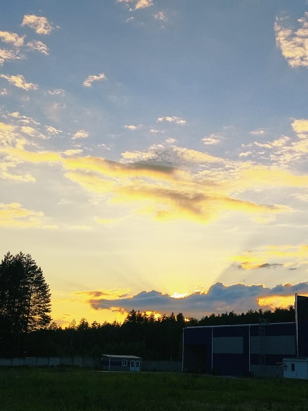 Sunset observed with golden sky in Noviy, Russia