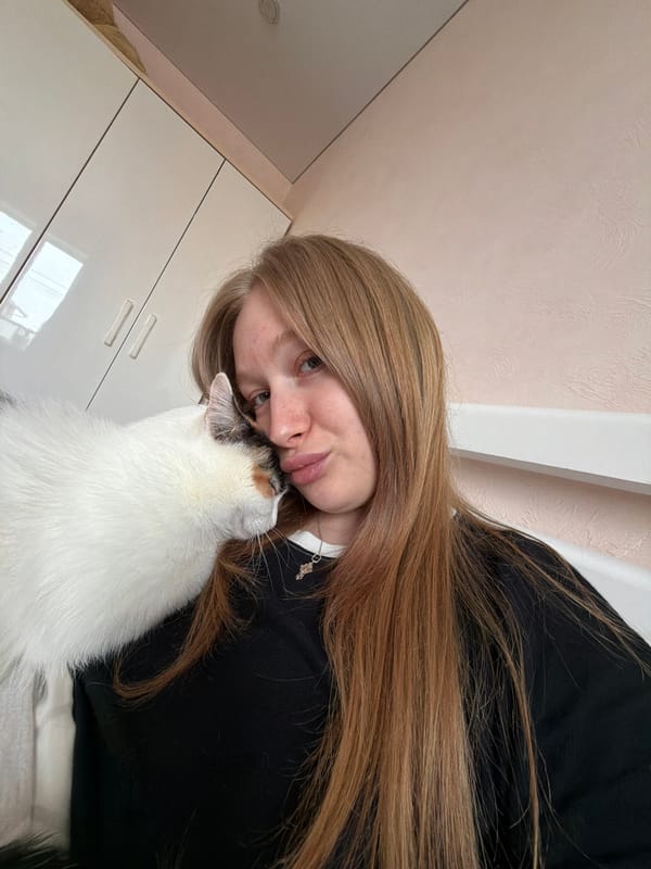 Woman spends afternoon with pets in Russian home