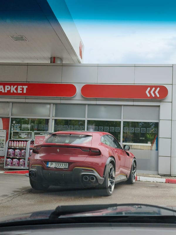 Ferrari Purosangue with Bulgarian plates spotted at LUKOIL station