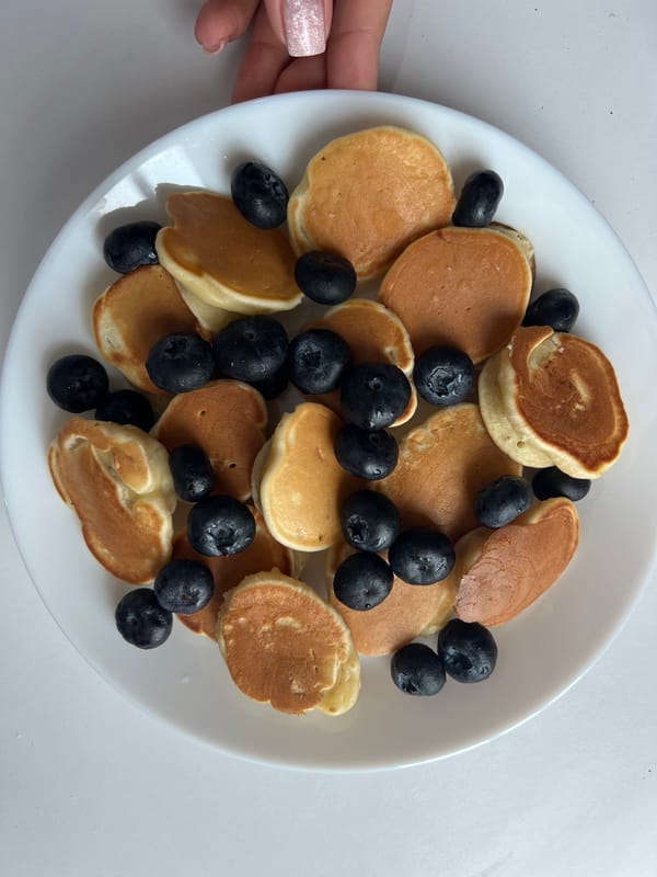 Lazy morning in Phuket: homemade mini pancakes and blueberries