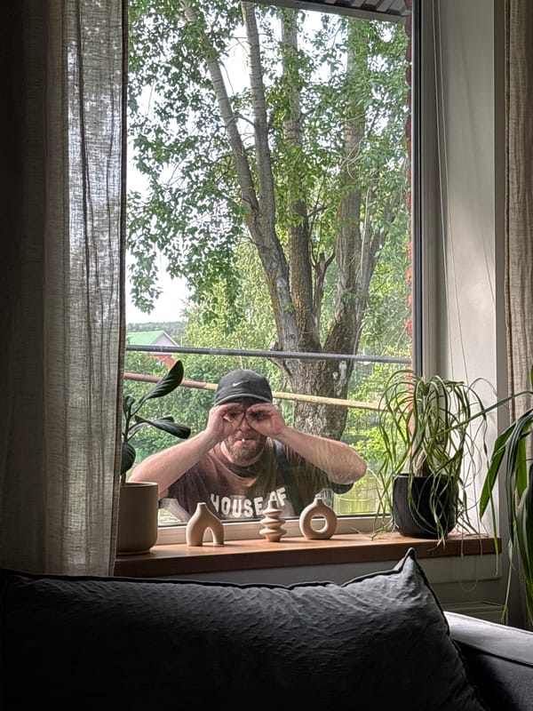 Woman documents quiet morning moments with schnauzer in Chaikovsky