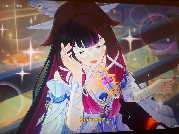 Genshin Impact gaming session featuring Columbina character in Barcelona