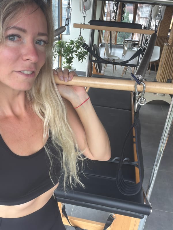 Selfies in a Da Lat Pilates studio with city views