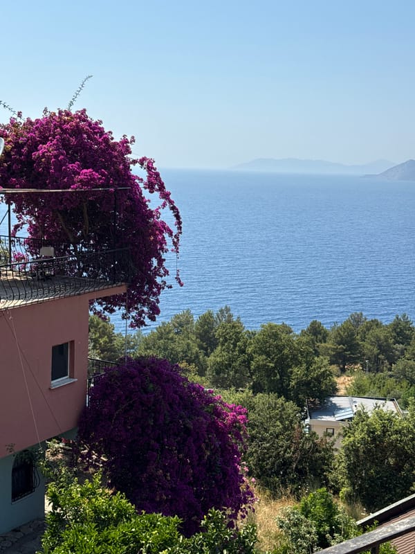 Coastal views and selfies from a Fethiye hillside balcony