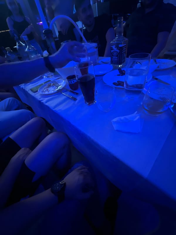 Group dining scene captured at restaurant in Roman, Bulgaria