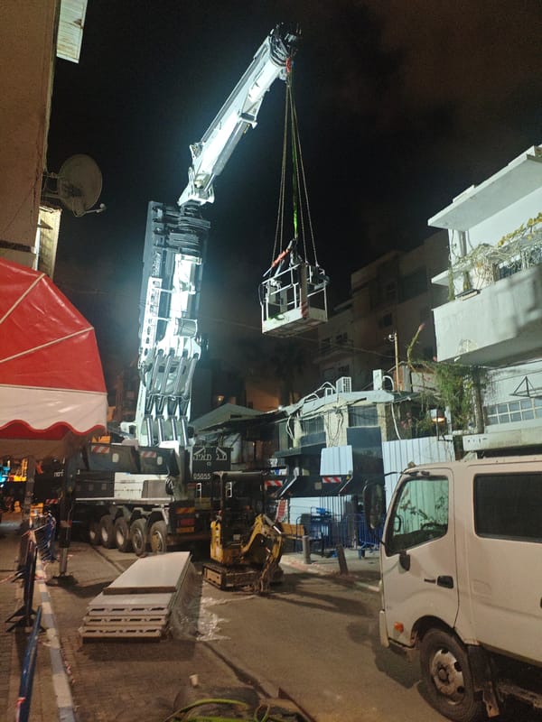 Nighttime construction work observed in Tel-Aviv street
