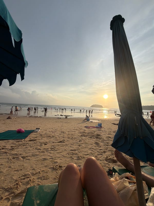 Beach day at Karon wraps up with sunset and seafood